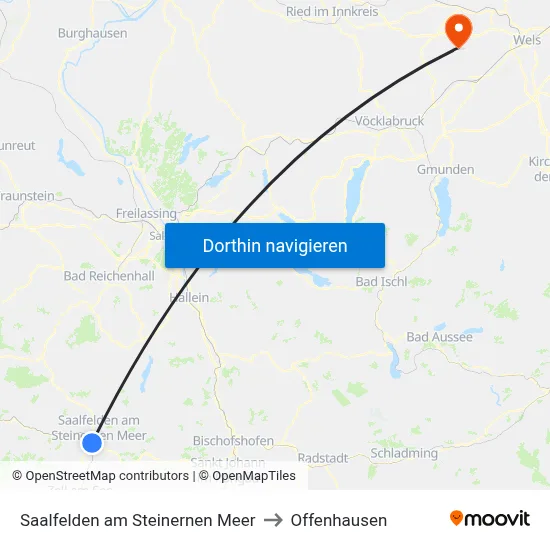 Saalfelden am Steinernen Meer to Offenhausen map