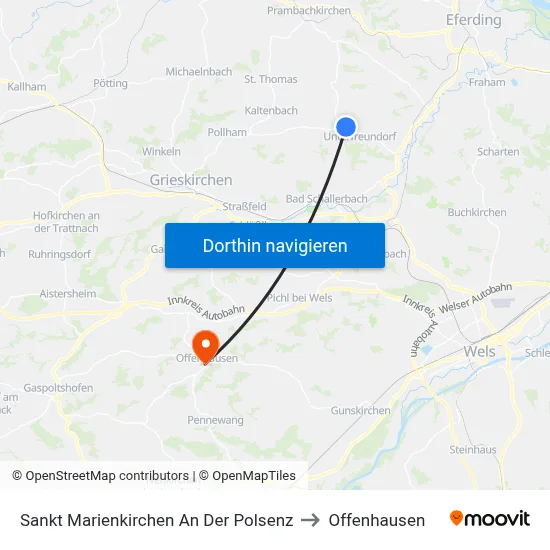 Sankt Marienkirchen An Der Polsenz to Offenhausen map