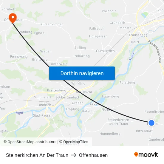 Steinerkirchen An Der Traun to Offenhausen map