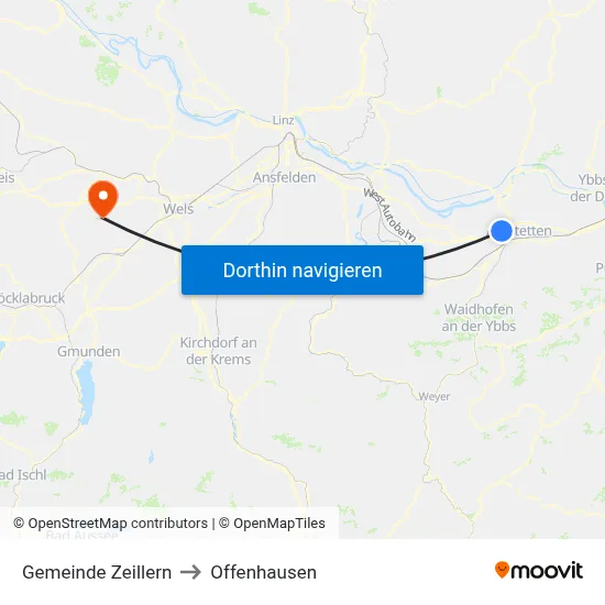 Gemeinde Zeillern to Offenhausen map