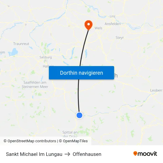 Sankt Michael Im Lungau to Offenhausen map
