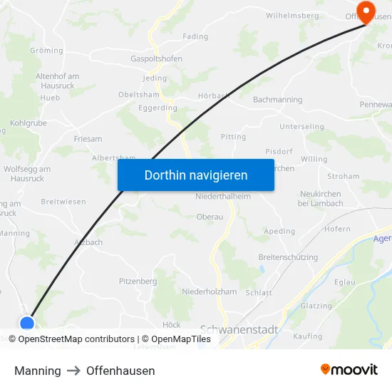 Manning to Offenhausen map