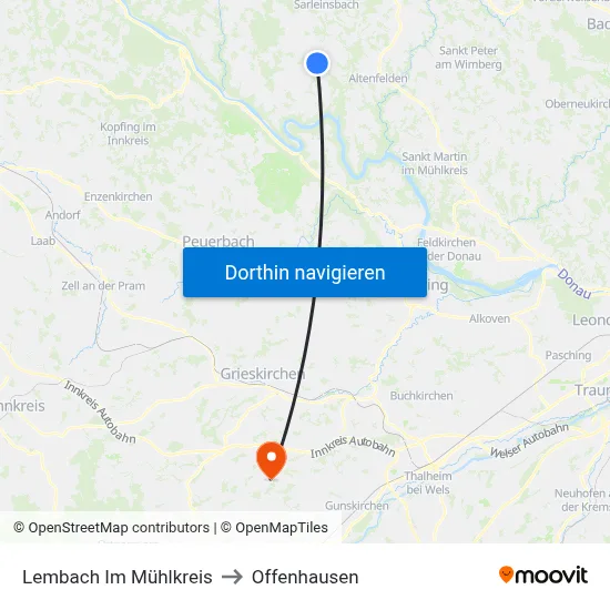 Lembach Im Mühlkreis to Offenhausen map