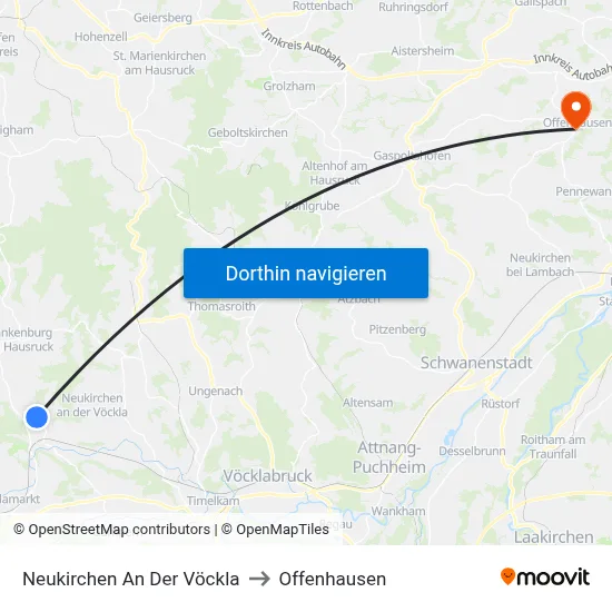 Neukirchen An Der Vöckla to Offenhausen map