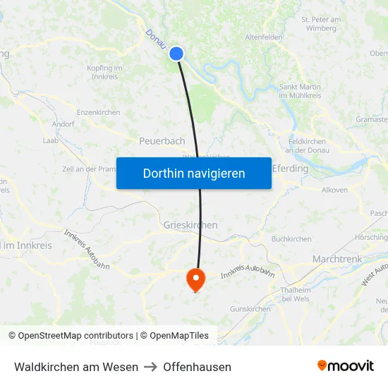 Waldkirchen am Wesen to Offenhausen map