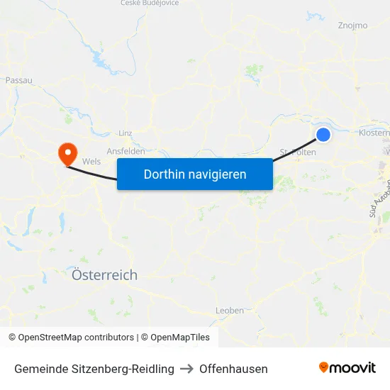 Gemeinde Sitzenberg-Reidling to Offenhausen map