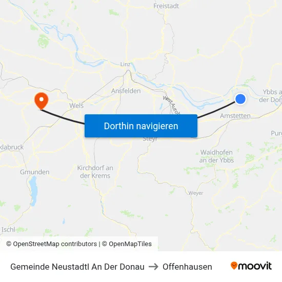 Gemeinde Neustadtl An Der Donau to Offenhausen map