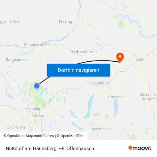 Nußdorf am Haunsberg to Offenhausen map