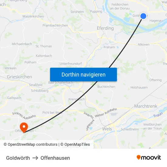 Goldwörth to Offenhausen map