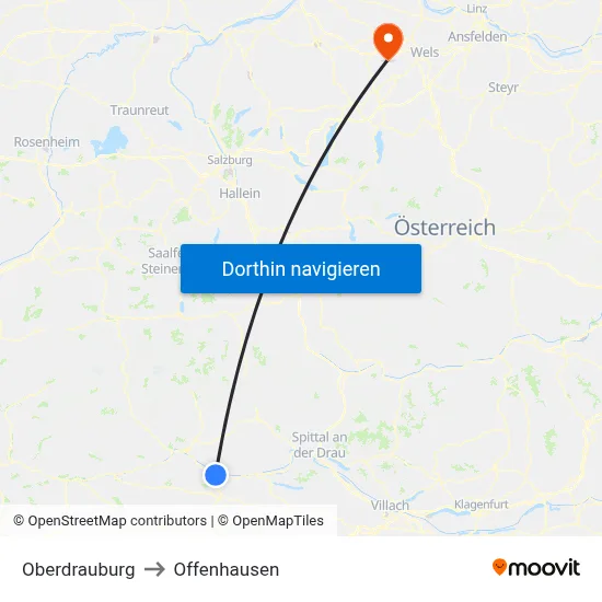 Oberdrauburg to Offenhausen map