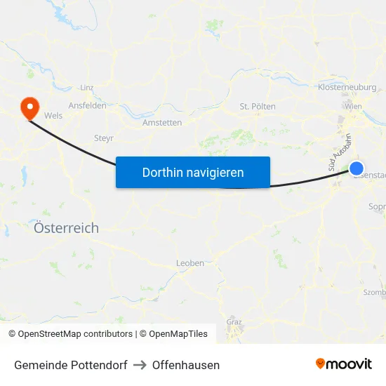 Gemeinde Pottendorf to Offenhausen map