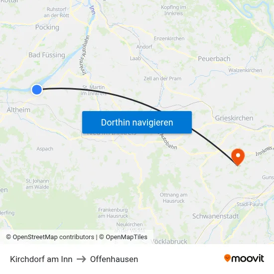 Kirchdorf am Inn to Offenhausen map