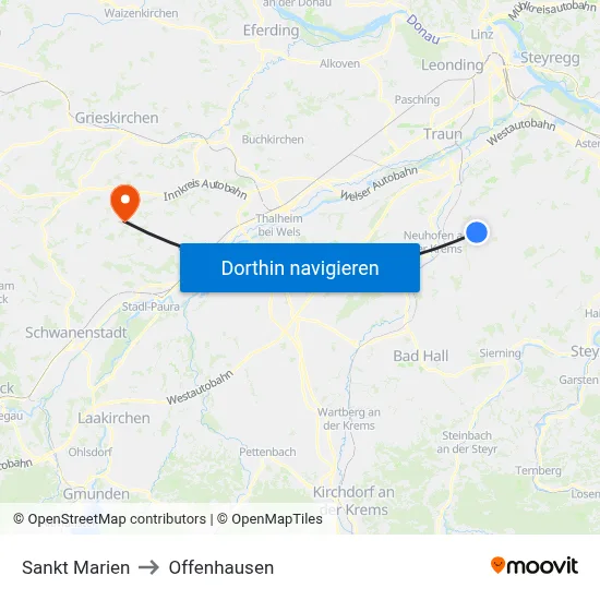 Sankt Marien to Offenhausen map