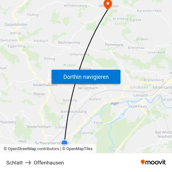Schlatt to Offenhausen map