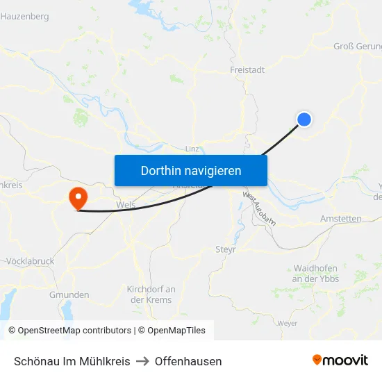 Schönau Im Mühlkreis to Offenhausen map