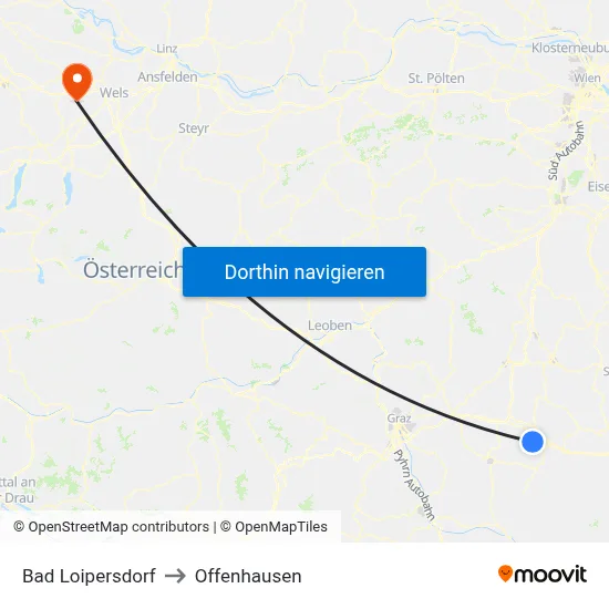 Bad Loipersdorf to Offenhausen map