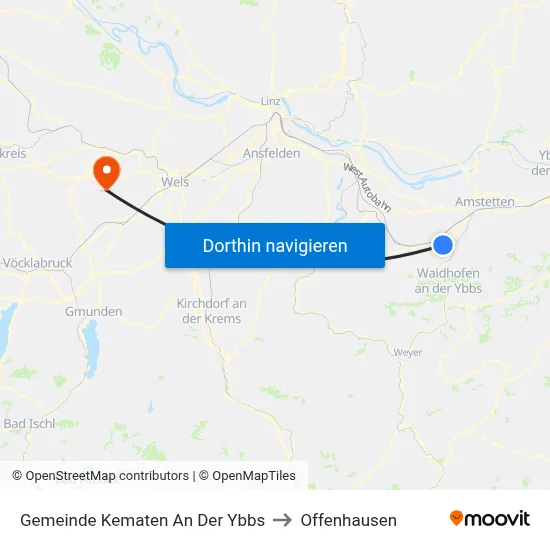 Gemeinde Kematen An Der Ybbs to Offenhausen map
