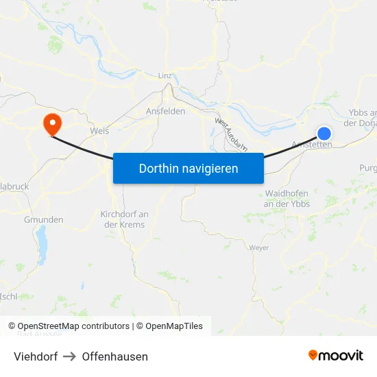 Viehdorf to Offenhausen map