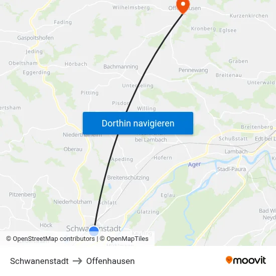 Schwanenstadt to Offenhausen map