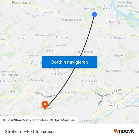Stroheim to Offenhausen map