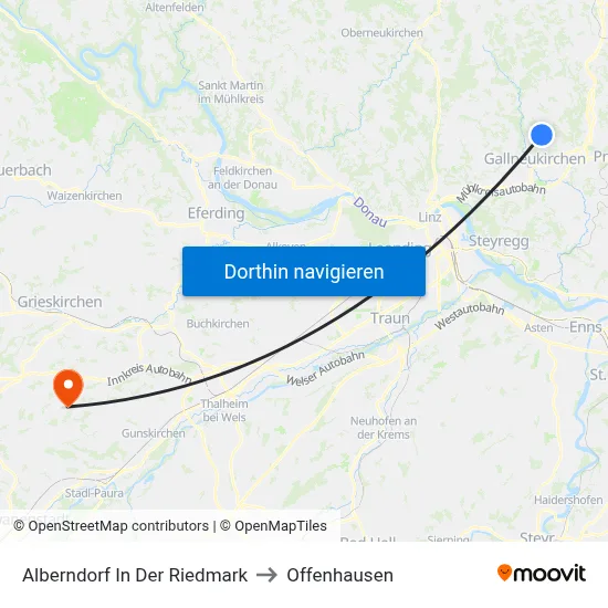 Alberndorf In Der Riedmark to Offenhausen map