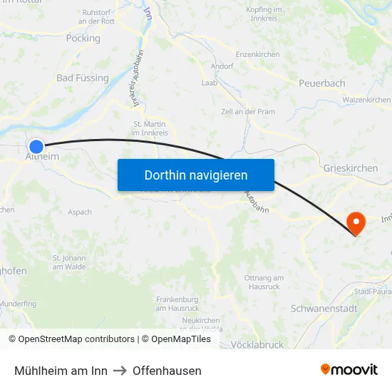 Mühlheim am Inn to Offenhausen map