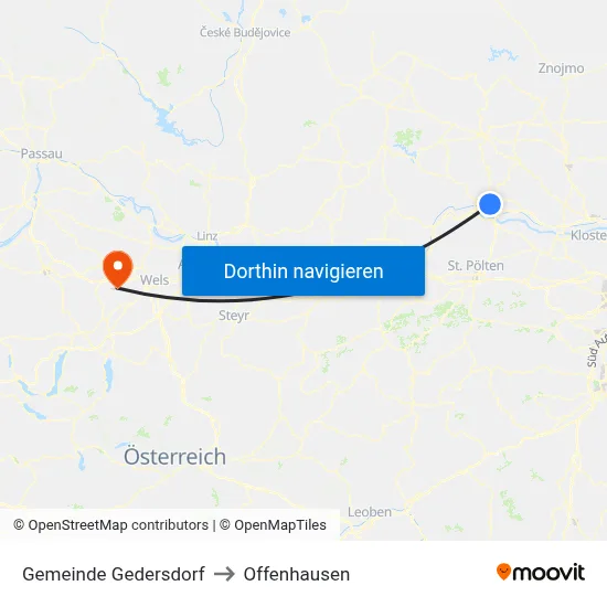 Gemeinde Gedersdorf to Offenhausen map