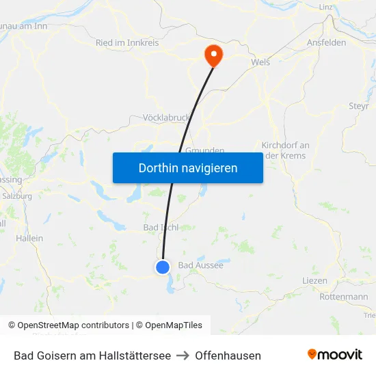 Bad Goisern am Hallstättersee to Offenhausen map