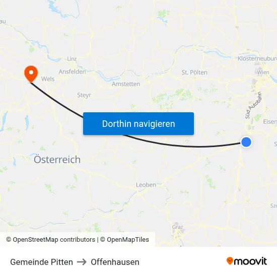Gemeinde Pitten to Offenhausen map