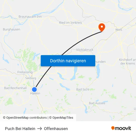 Puch Bei Hallein to Offenhausen map