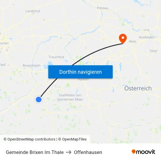 Gemeinde Brixen Im Thale to Offenhausen map