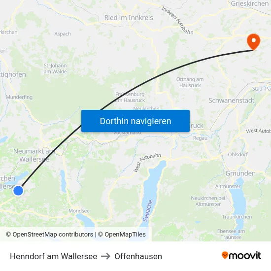 Henndorf am Wallersee to Offenhausen map