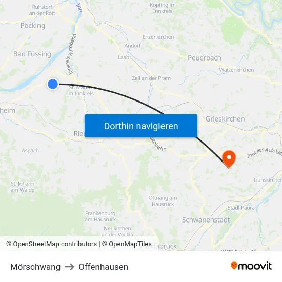 Mörschwang to Offenhausen map