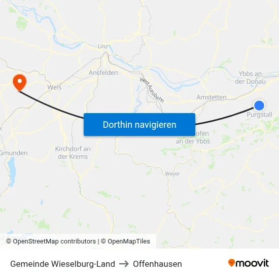 Gemeinde Wieselburg-Land to Offenhausen map