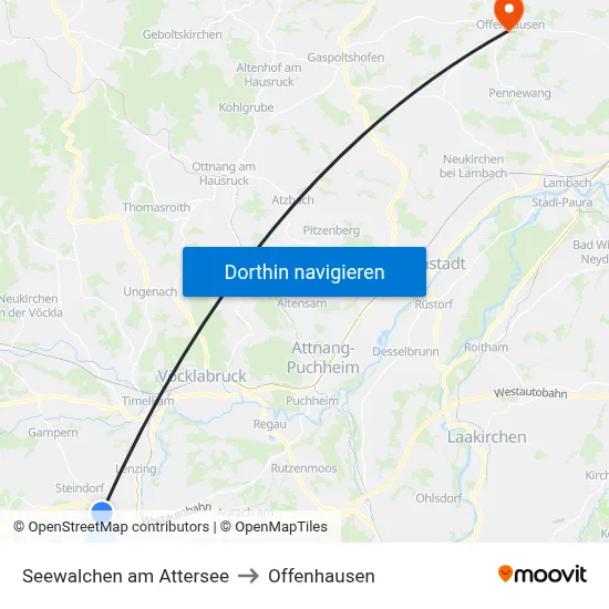 Seewalchen am Attersee to Offenhausen map