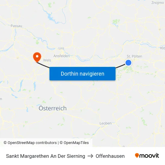 Sankt Margarethen An Der Sierning to Offenhausen map