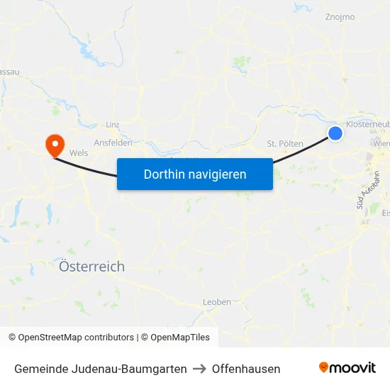 Gemeinde Judenau-Baumgarten to Offenhausen map