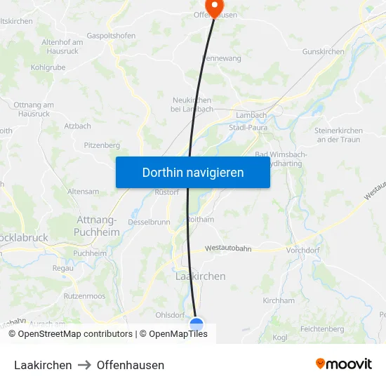 Laakirchen to Offenhausen map