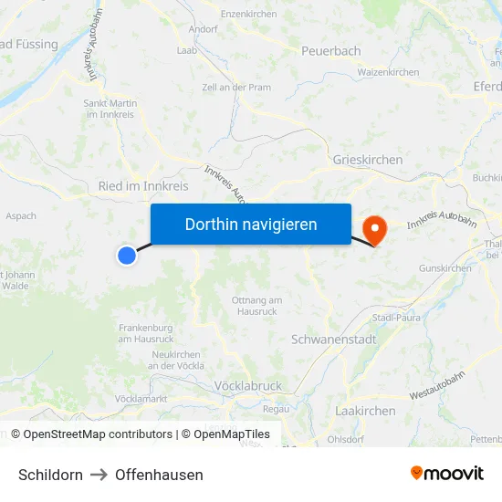 Schildorn to Offenhausen map