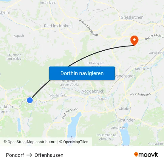 Pöndorf to Offenhausen map
