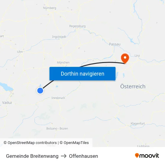 Gemeinde Breitenwang to Offenhausen map