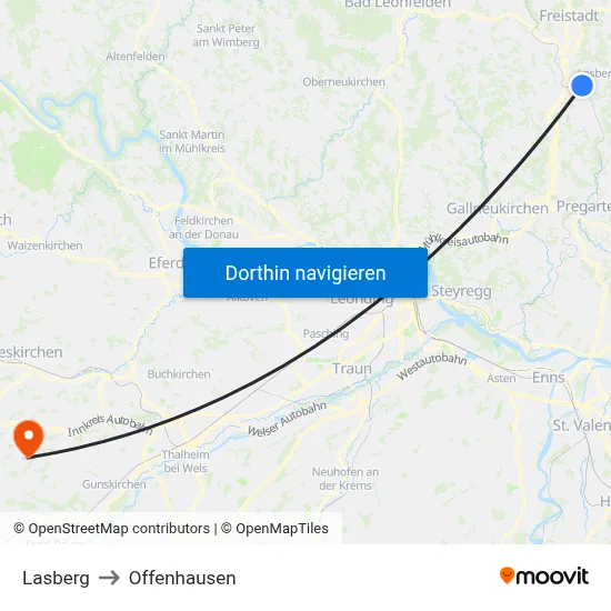 Lasberg to Offenhausen map