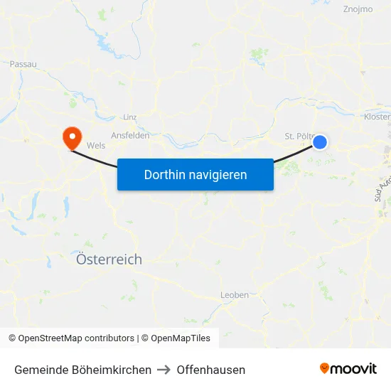 Gemeinde Böheimkirchen to Offenhausen map