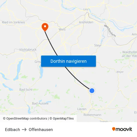 Edlbach to Offenhausen map