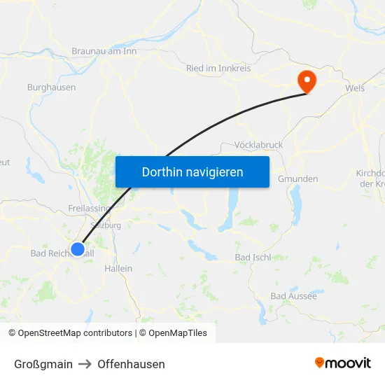 Großgmain to Offenhausen map