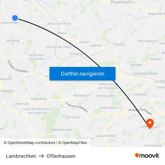 Lambrechten to Offenhausen map