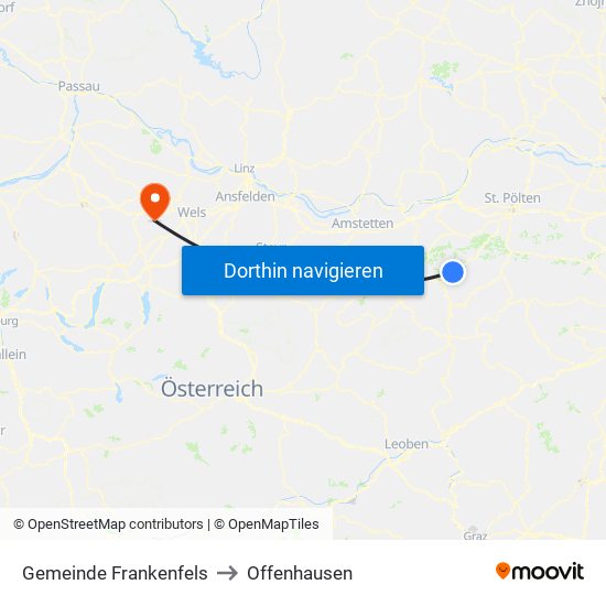 Gemeinde Frankenfels to Offenhausen map