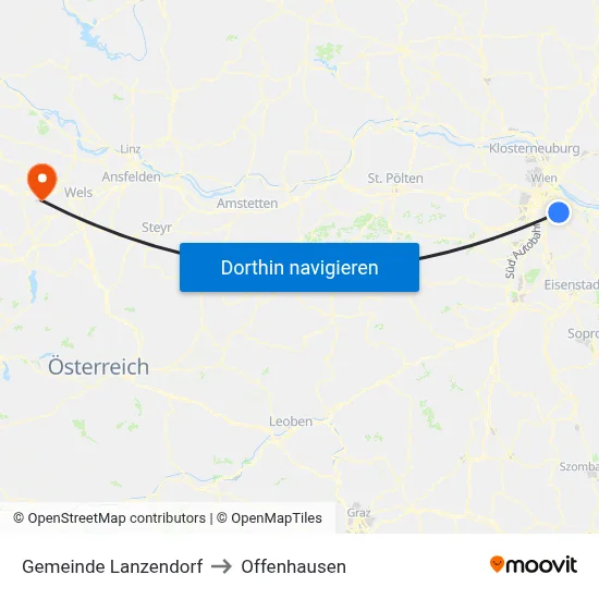 Gemeinde Lanzendorf to Offenhausen map