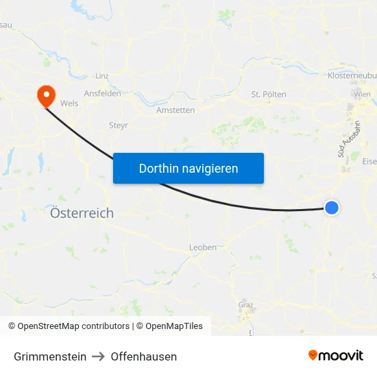 Grimmenstein to Offenhausen map