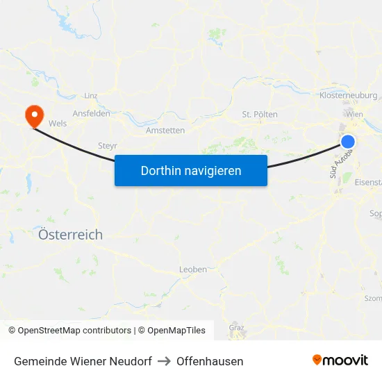 Gemeinde Wiener Neudorf to Offenhausen map